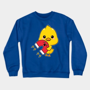 Chick Magnet - Cute Kawaii Chicken and Magnet Pun Crewneck Sweatshirt